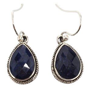 BJC Sterling Silver Blue Quartz Pear Shaped Earrings #23801